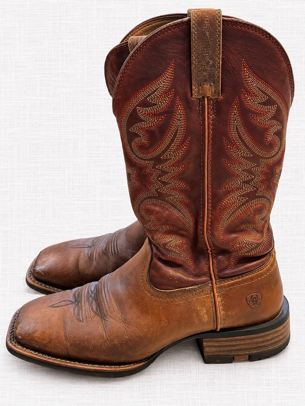 Ariat Men's Brown Leather Square Toe Western Cowboy Boots Size 10.5 D